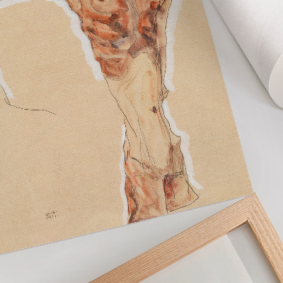 Poster rezistent pentru perete Bărbat gol: Autoportret (1911) de Egon Schiele – o pictură masculină din colecția Muzeului MET