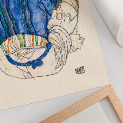 Poster în culori saturate Femeie așezată, vedere din spate (1917) de Egon Schiele – un desen liniar feminin din colecția MET