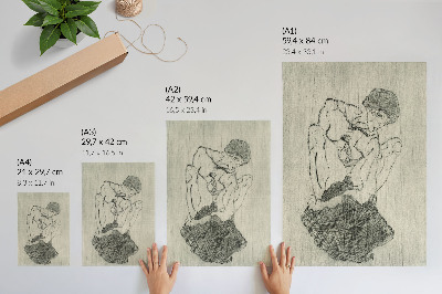 Poster rezistent pentru perete „Opera grafică a lui Egon Schiele” (1971) de Egon Schiele – un desen feminin cu linii din colecția MET