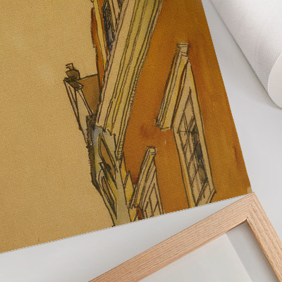 Grafică modernă pe pânză Vedere frontală a clădirii (casă din Krumau) (1910) de Egon Schiele