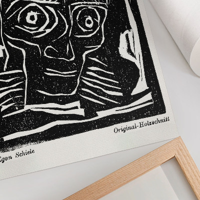 Poster în culori saturate „Die Aktion”, anul 6, nr. 39/40 (1916), ilustrație abstractă a unui cap de Egon Schiele
