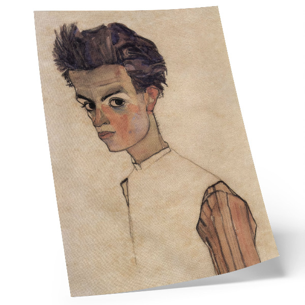 Grafică modernă pe pânză Autoportret de Egon Schiele (1910)