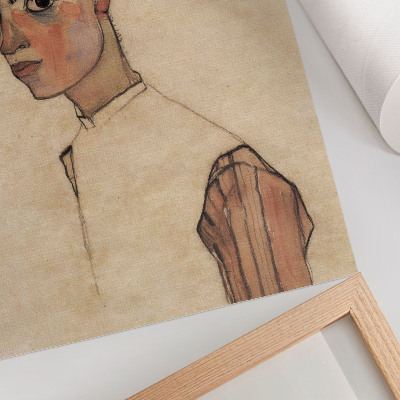 Grafică modernă pe pânză Autoportret de Egon Schiele (1910)