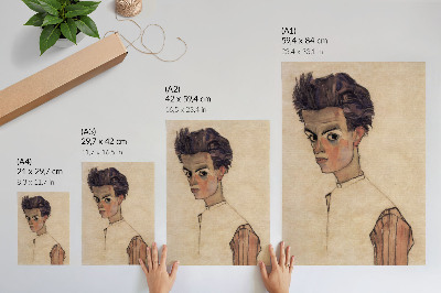 Grafică modernă pe pânză Autoportret de Egon Schiele (1910)
