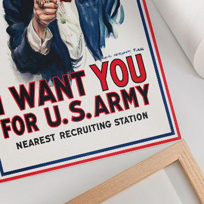 Poster rezistent pentru perete Afiș „Căutat” pentru soldați americani, o litografie estetică de James Montgomery Flagg
