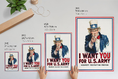 Poster rezistent pentru perete Afiș „Căutat” pentru soldați americani, o litografie estetică de James Montgomery Flagg