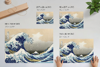 Poster pentru perete Marele Val de lângă Kanagawa (1760–1849) de Hokusai – Imprimeu japonez ukiyo-e pe lemn