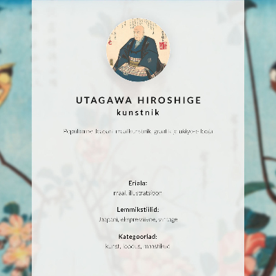 Poster retro Păsări și flori japoneze (1833) – gravuri vintage pe lemn de Utagawa Hiroshige