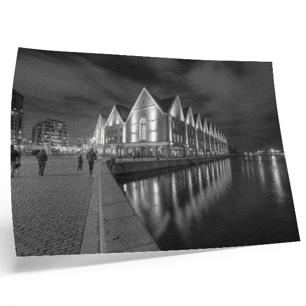 Poster Arhitectură monocromatică cu reflexie în apă
