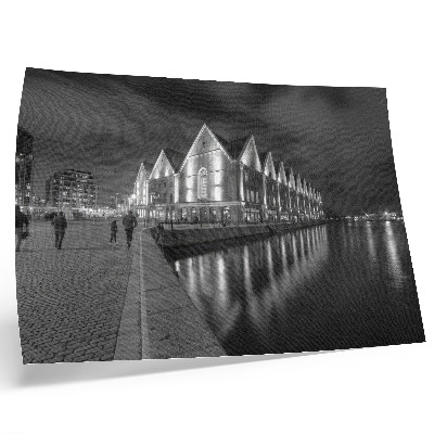 Poster Arhitectură monocromatică cu reflexie în apă
