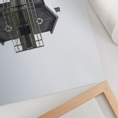 Poster pentru perete Căsuță din lemn lângă apă, simetrie, minimalism