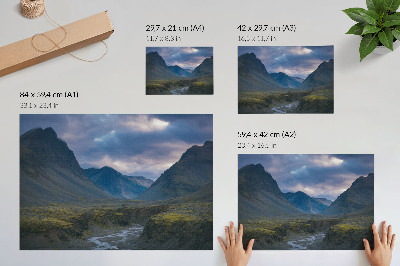 Poster Munți în nori pace albastră natură
