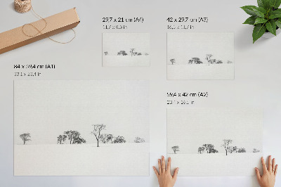 Poster pentru perete Peisaj minimalist, copaci de iarnă, pace
