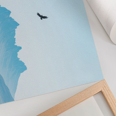 Poster retro Peisaj minimalist cu păsări de munte