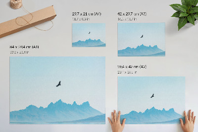 Poster retro Peisaj minimalist cu păsări de munte