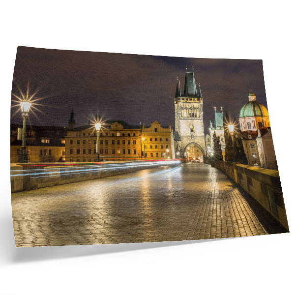 Poster Fermecător oraș nocturn iluminat pod arhitectură