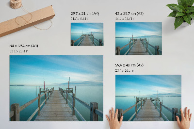 Poster retro Pod peste lac, albastru, pace, simplitate