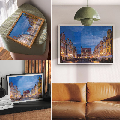 Poster pentru perete Case istorice de locuit seara cu lumină colorată