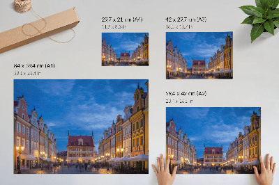 Poster pentru perete Case istorice de locuit seara cu lumină colorată