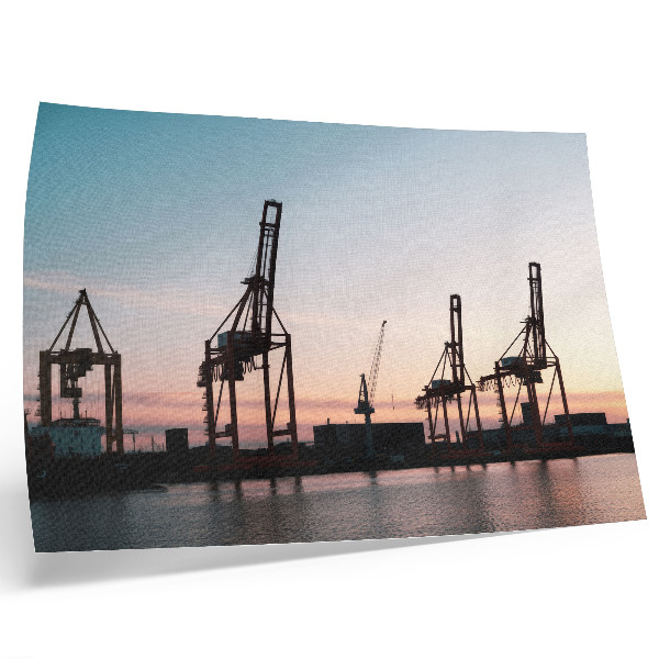 Poster retro Macarale în port la apus