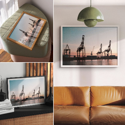Poster retro Macarale în port la apus