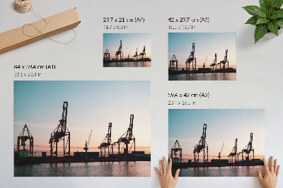 Poster retro Macarale în port la apus