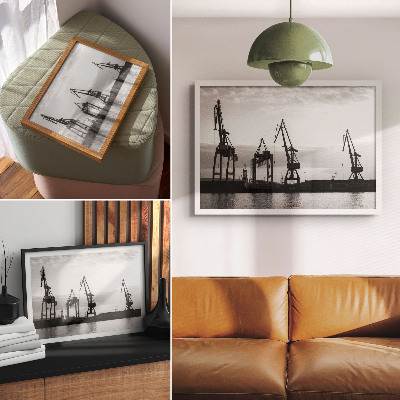 Poster Macarale portuare design minimalist alb-negru