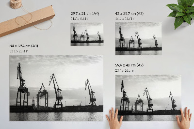 Poster Macarale portuare design minimalist alb-negru