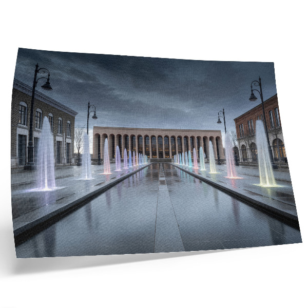 Poster retro Fântâni și iluminat arhitectural modern