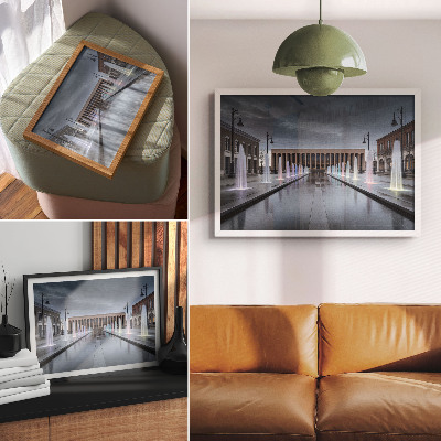 Poster retro Fântâni și iluminat arhitectural modern