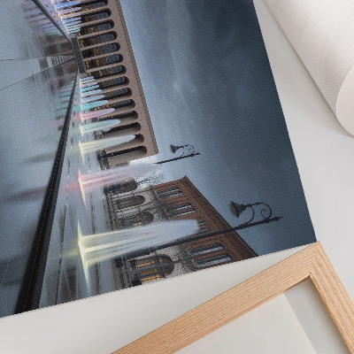 Poster retro Fântâni și iluminat arhitectural modern
