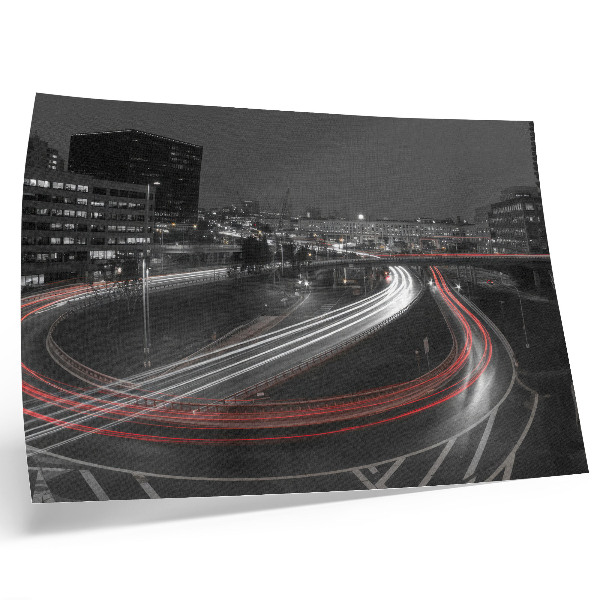Poster pentru perete Mișcare dinamică a luminilor orașului nocturn