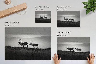 Poster retro Compoziție minimalistă cu ren pe un deal
