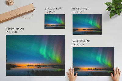 Poster Aurora deasupra lacului, o atmosferă magică