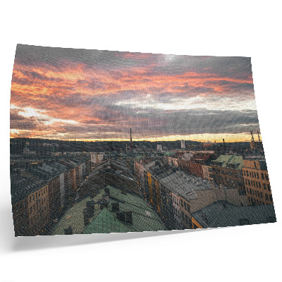 Poster retro Apus de soare peste culorile panoramei orașului