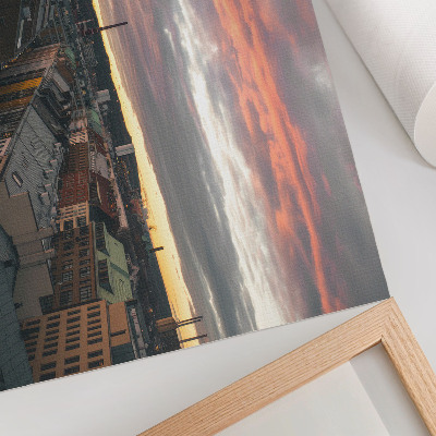 Poster retro Apus de soare peste culorile panoramei orașului