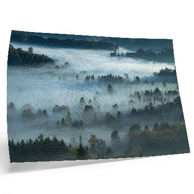 Poster Copaci verzi în ceață, atmosferă liniștită, culori estompate