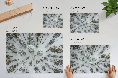Poster retro Pace în pădure de iarnă, minimalism, naturalețe