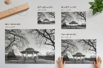 Poster pentru perete Gazebo elegant, simetrie, nuanțe alb-negru