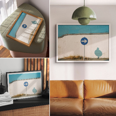 Poster retro Un semn minimalist pe un perete alb