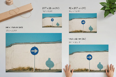 Poster retro Un semn minimalist pe un perete alb