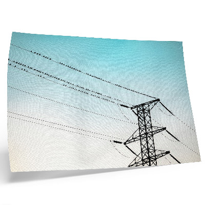 Poster Păsări pe liniile electrice cer albastru