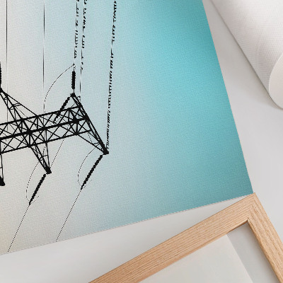 Poster Păsări pe liniile electrice cer albastru