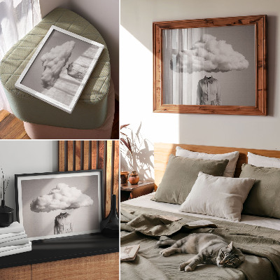 Poster retro Motiv minimalism suprarealist nor alb