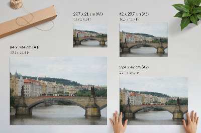 Poster pentru perete Un pod peste râu cu un tramvai, înconjurat de arhitectură clasică