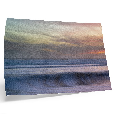 Poster retro Valuri pastelate ale oceanului și apusul soarelui