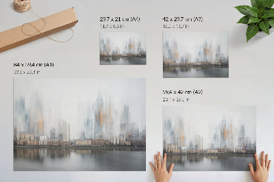 Poster pentru perete Reflecție pastelată a orașului în ceață, modernitate