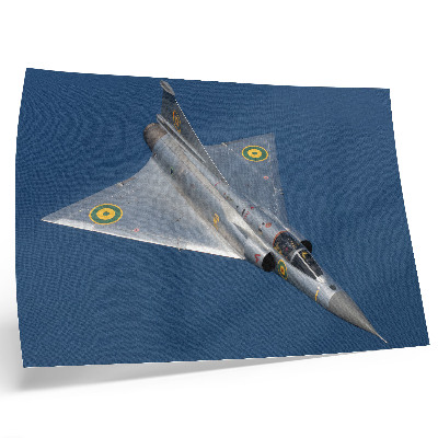 Poster retro Un avion militar dinamic în aer