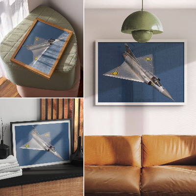 Poster retro Un avion militar dinamic în aer