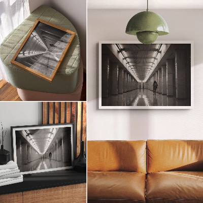 Poster Coridor monocromatic cu coloane